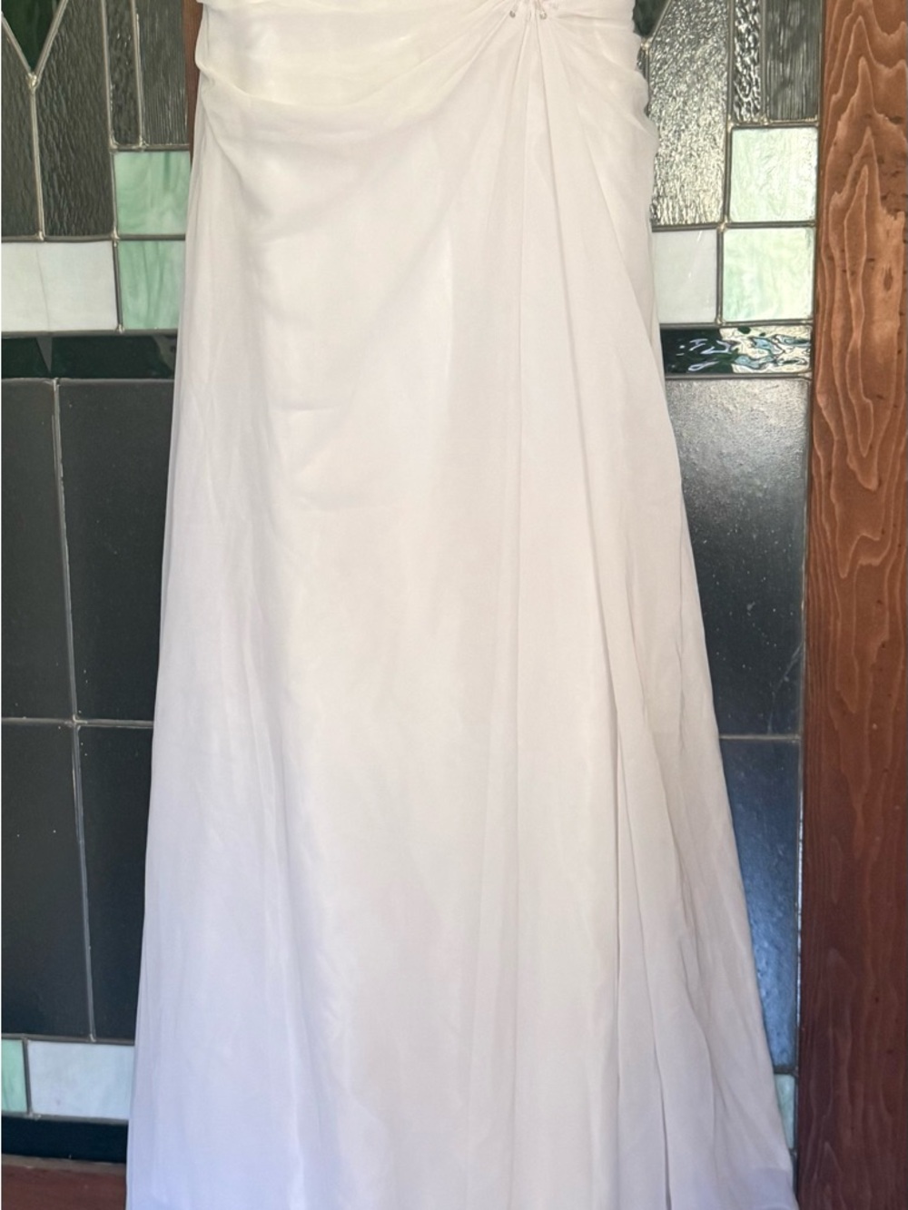 Strapless White A-Line Wedding Dress with Subtle Draping